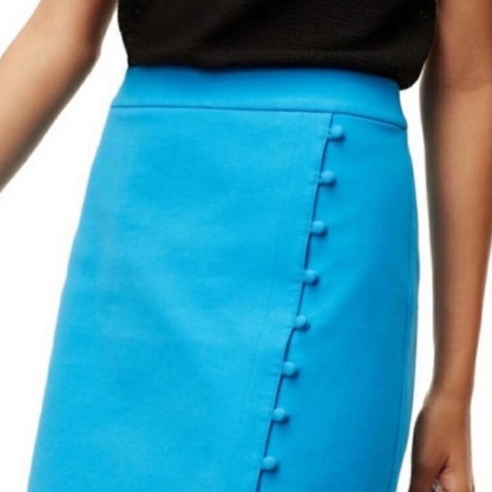 NWOT Loft Bright Blue Size Button Down Skirt Size 6